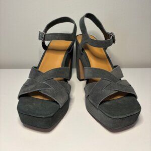 Splendid Platform Sandals - Dark Gray Suede (Size 9.5 Women's)